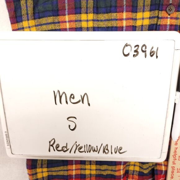 Croft & Barrow Madras Flannel Button Up Shirt Mens Size Medium M Blue Red Yellow - Picture 7 of 10